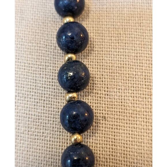 Lapis Lazuli 30" Strand 8mm Beads W/ Gold Tone Spacer Beads - Picture 2 of 6